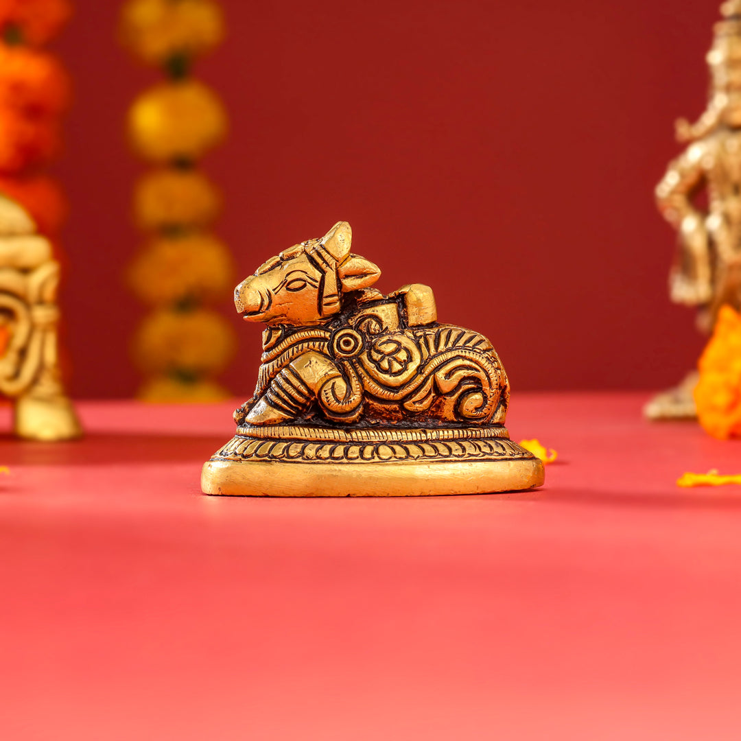 Brass Sitting Nandi Idol (2.5 Inch) Vedansh Craft