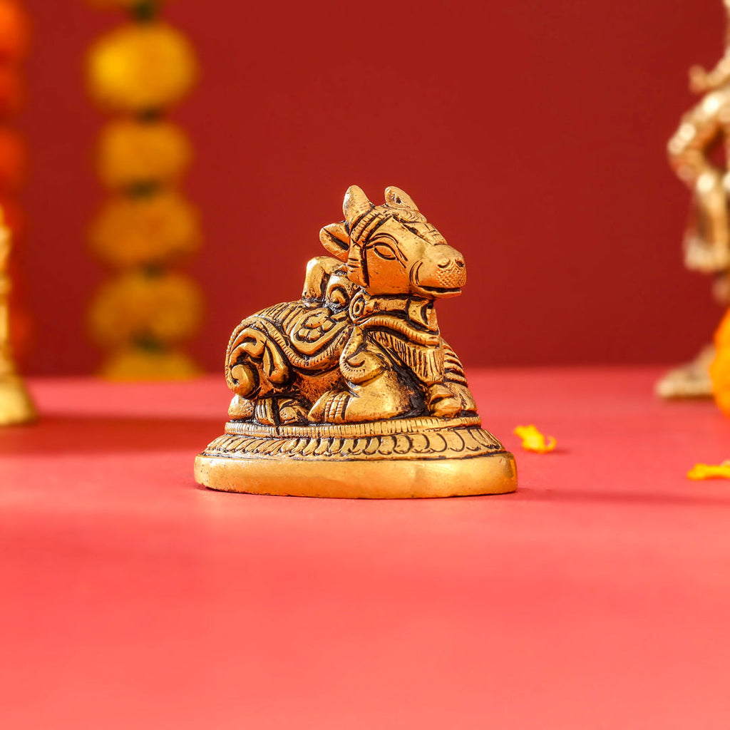 Brass Sitting Nandi Idol (2.5 Inch) Vedansh Craft