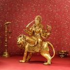 Brass Goddess Durga Sitting on Lion Statue (40 Inch) Vedansh Craft