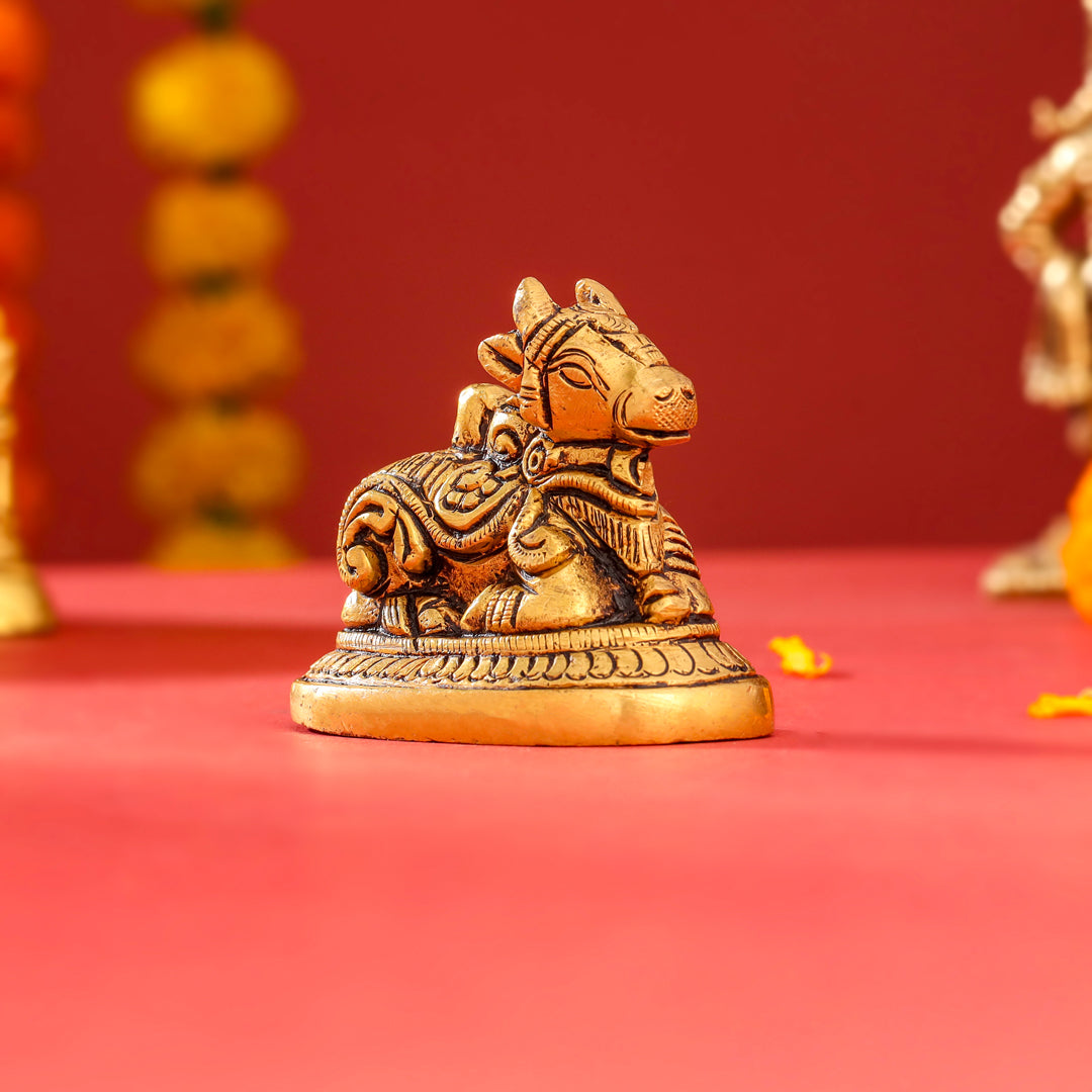 Brass Sitting Nandi Idol (2.5 Inch) Vedansh Craft