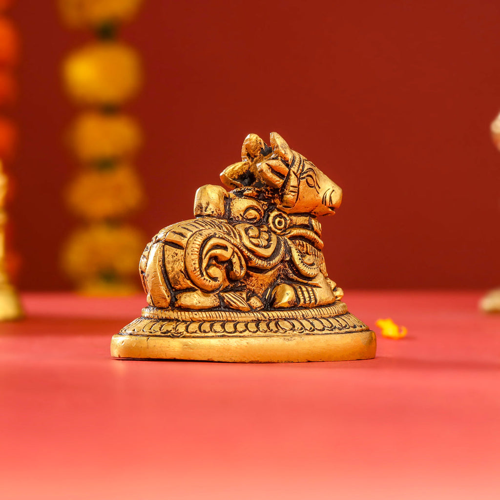 Brass Sitting Nandi Idol (2.5 Inch) Vedansh Craft