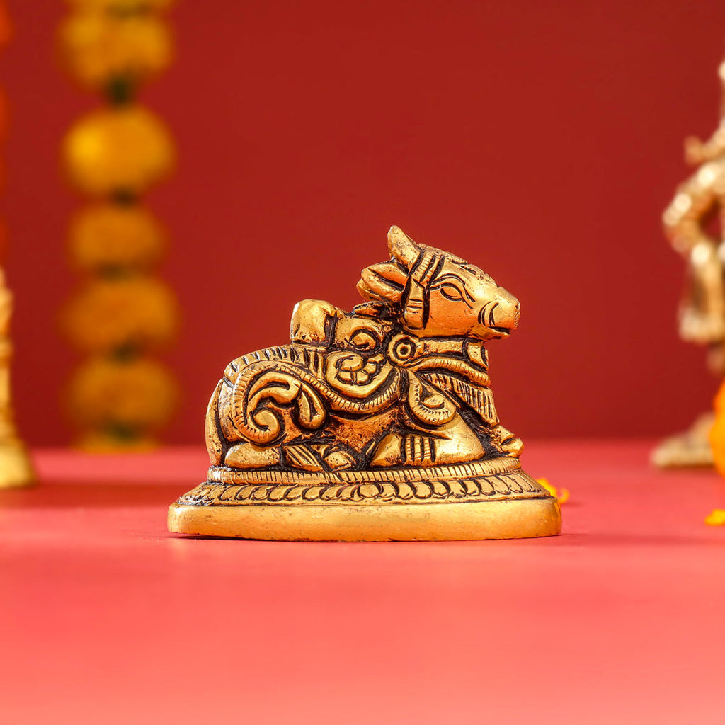 Brass Sitting Nandi Idol (2.5 Inch) Vedansh Craft