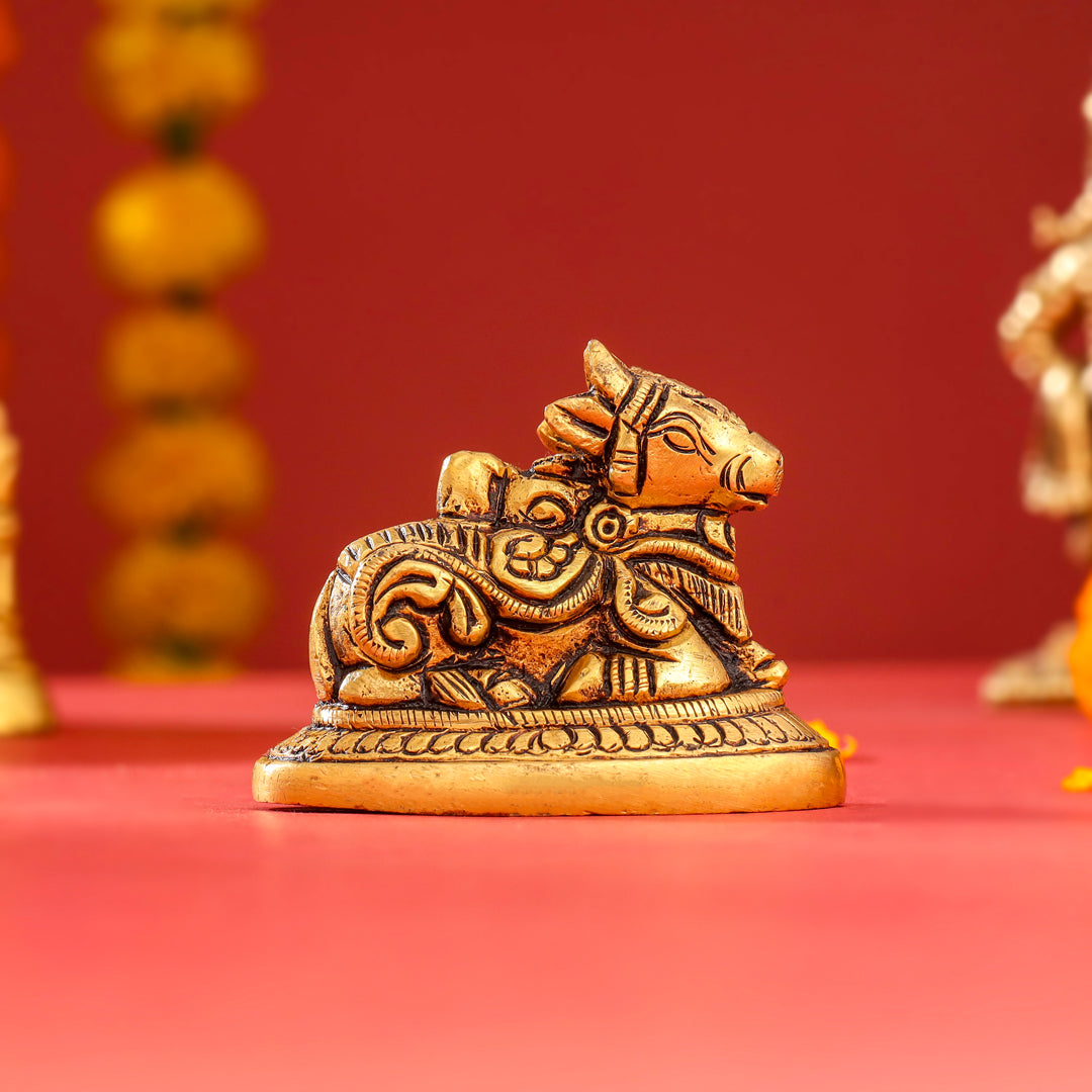 Brass Sitting Nandi Idol (2.5 Inch) Vedansh Craft