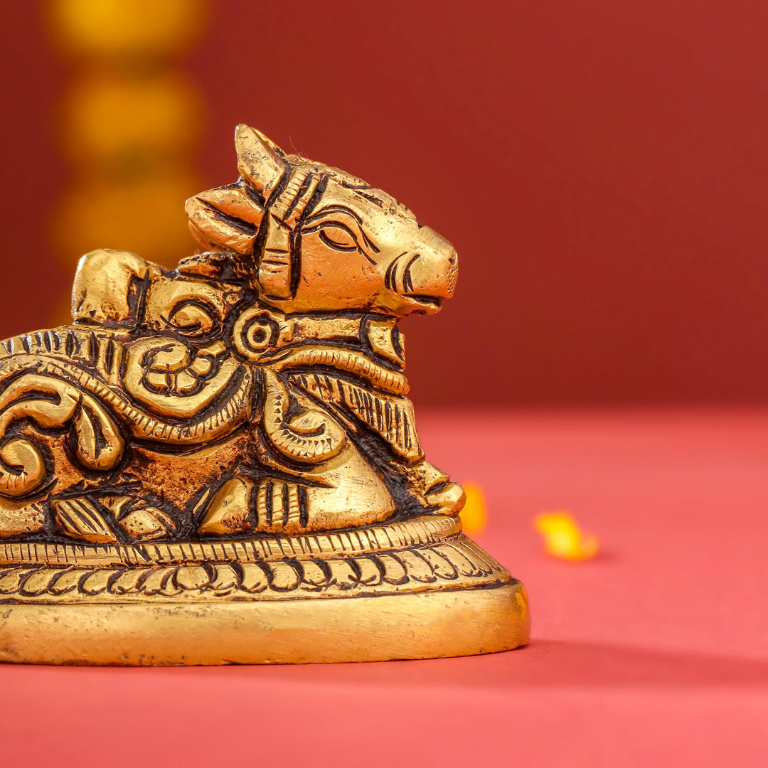 Brass Sitting Nandi Idol (2.5 Inch) Vedansh Craft