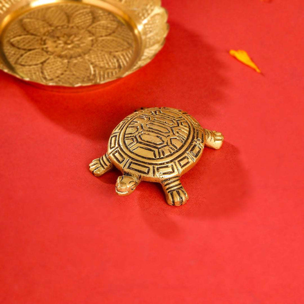 Brass Tortoise With Plate Set Vedansh Craft