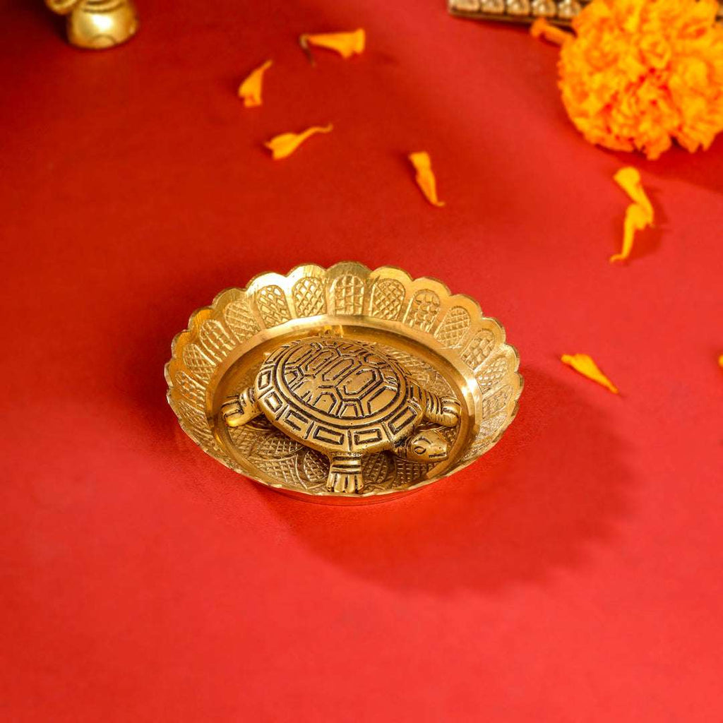 Brass Tortoise With Plate Set Vedansh Craft