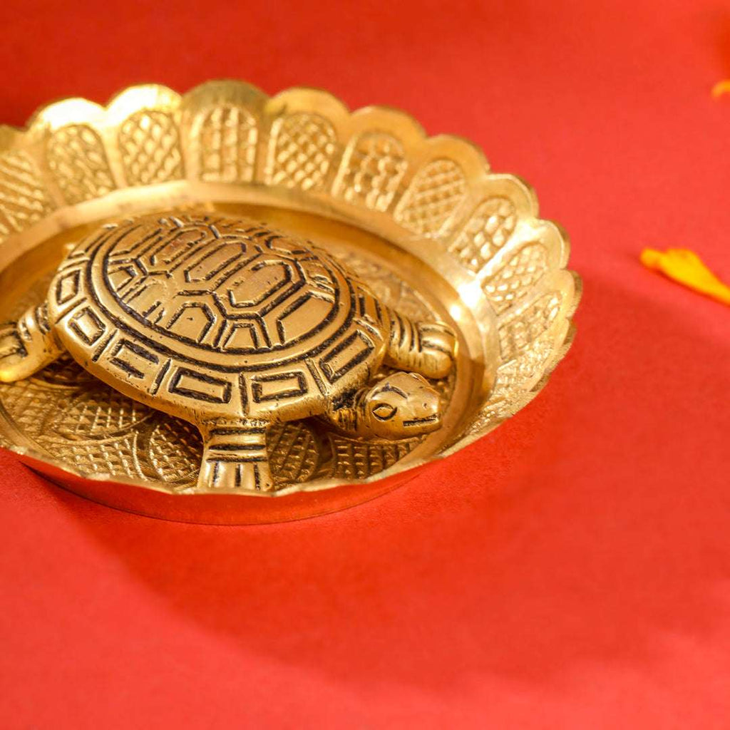 Brass Tortoise With Plate Set Vedansh Craft