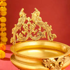 Brass Double Peacock Urli Bowl (11.5 Inch) Vedansh Craft