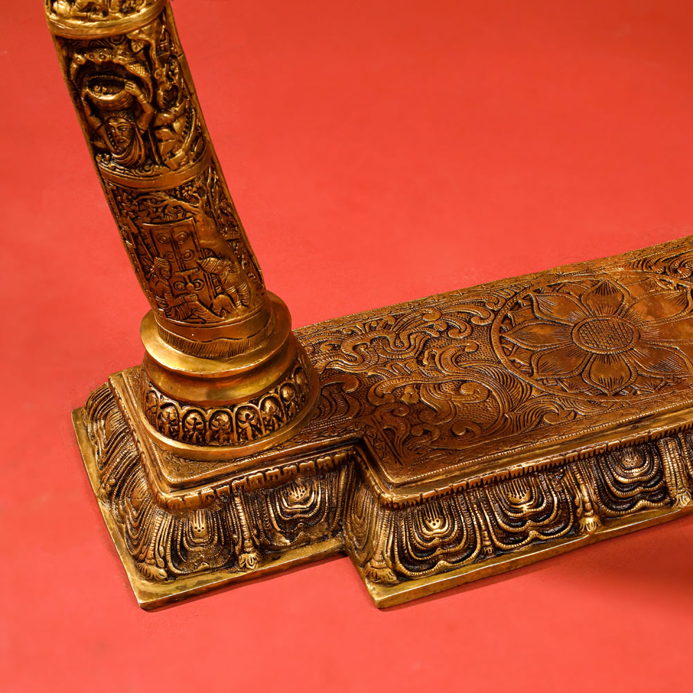 Brass Superfine Standing Radha Krishna Statue With Elephant Tusk Stand (46 Inch) Vedansh Craft