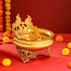 Brass Double Peacock Urli Bowl (11.5 Inch) Vedansh Craft