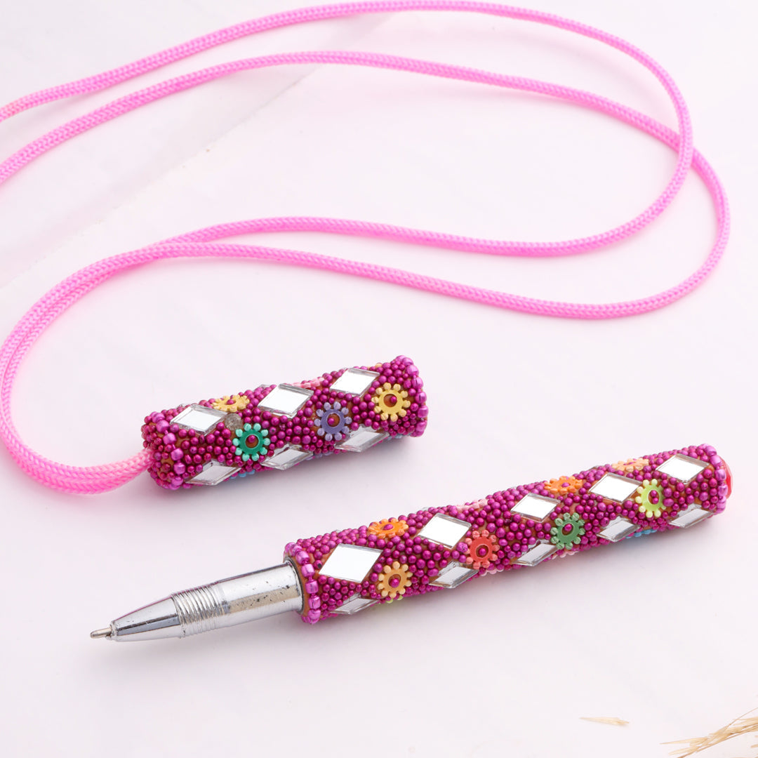 Mirror Work Ball Point Pen Set Of Five Vedansh Craft