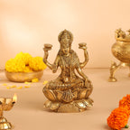 Brass Lotus Goddess Sitting Lakshmi Idol (6.5 Inch) Vedansh Craft