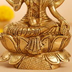 Brass Lotus Goddess Sitting Lakshmi Idol (6.5 Inch) Vedansh Craft