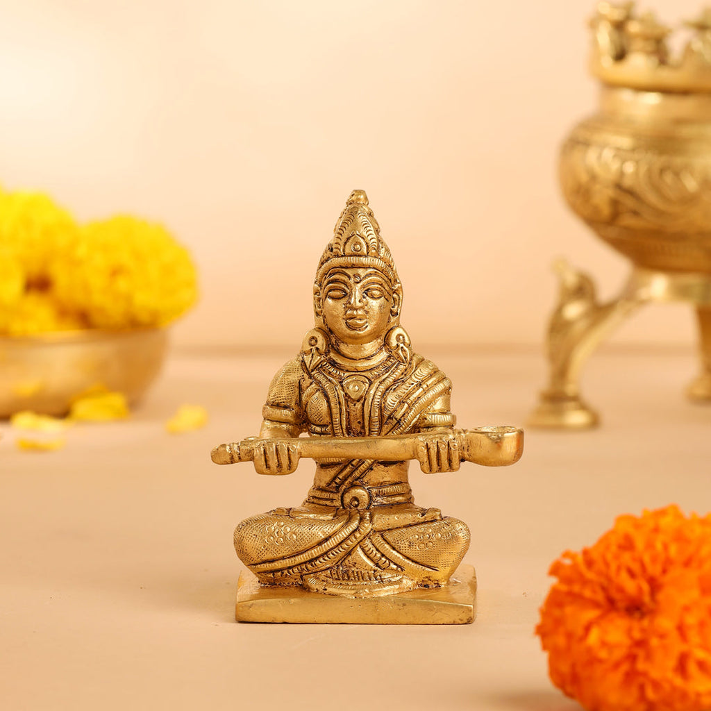 Brass Annapurna Devi Statue (4 Inch) Vedansh Craft