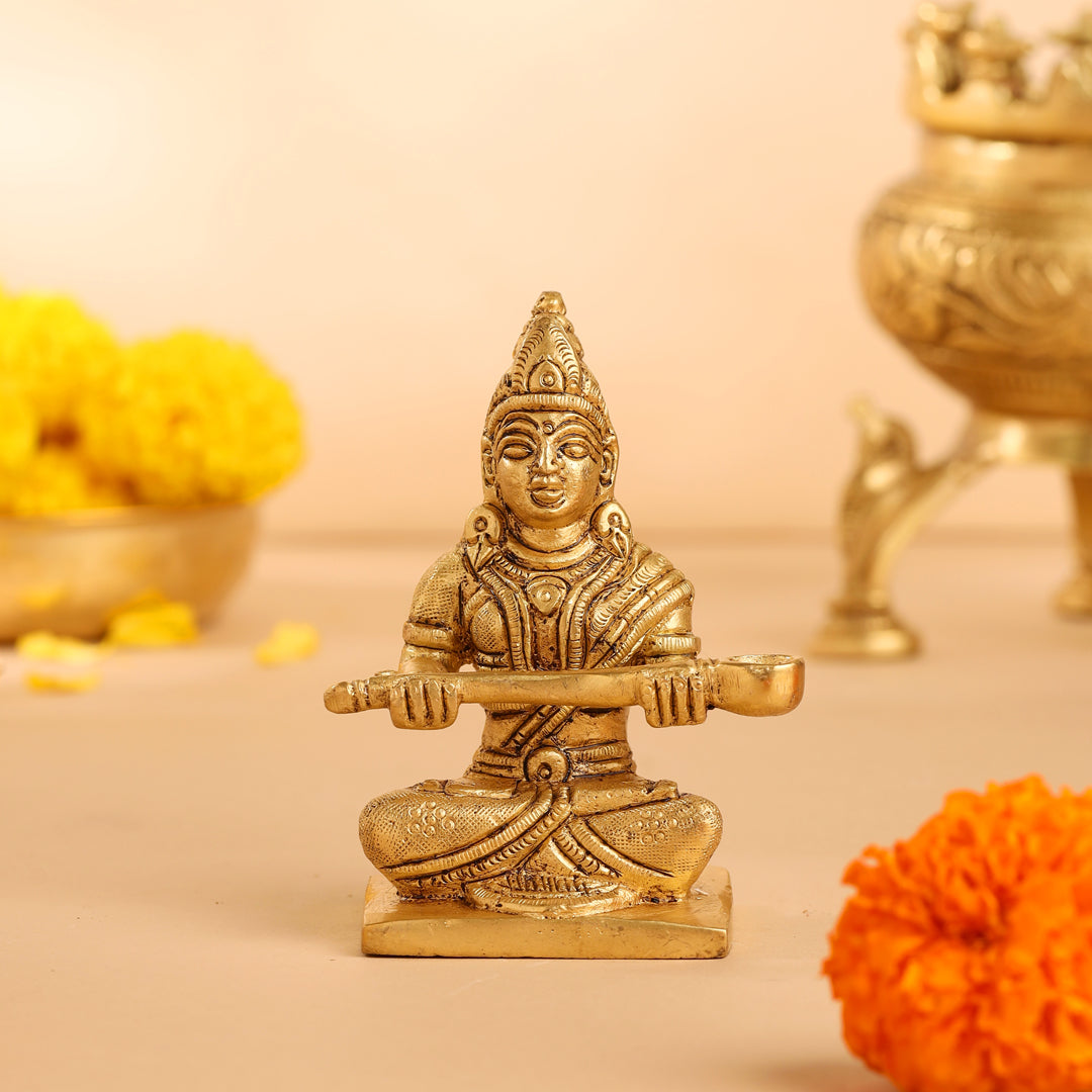 Brass Annapurna Devi Statue (4 Inch) Vedansh Craft
