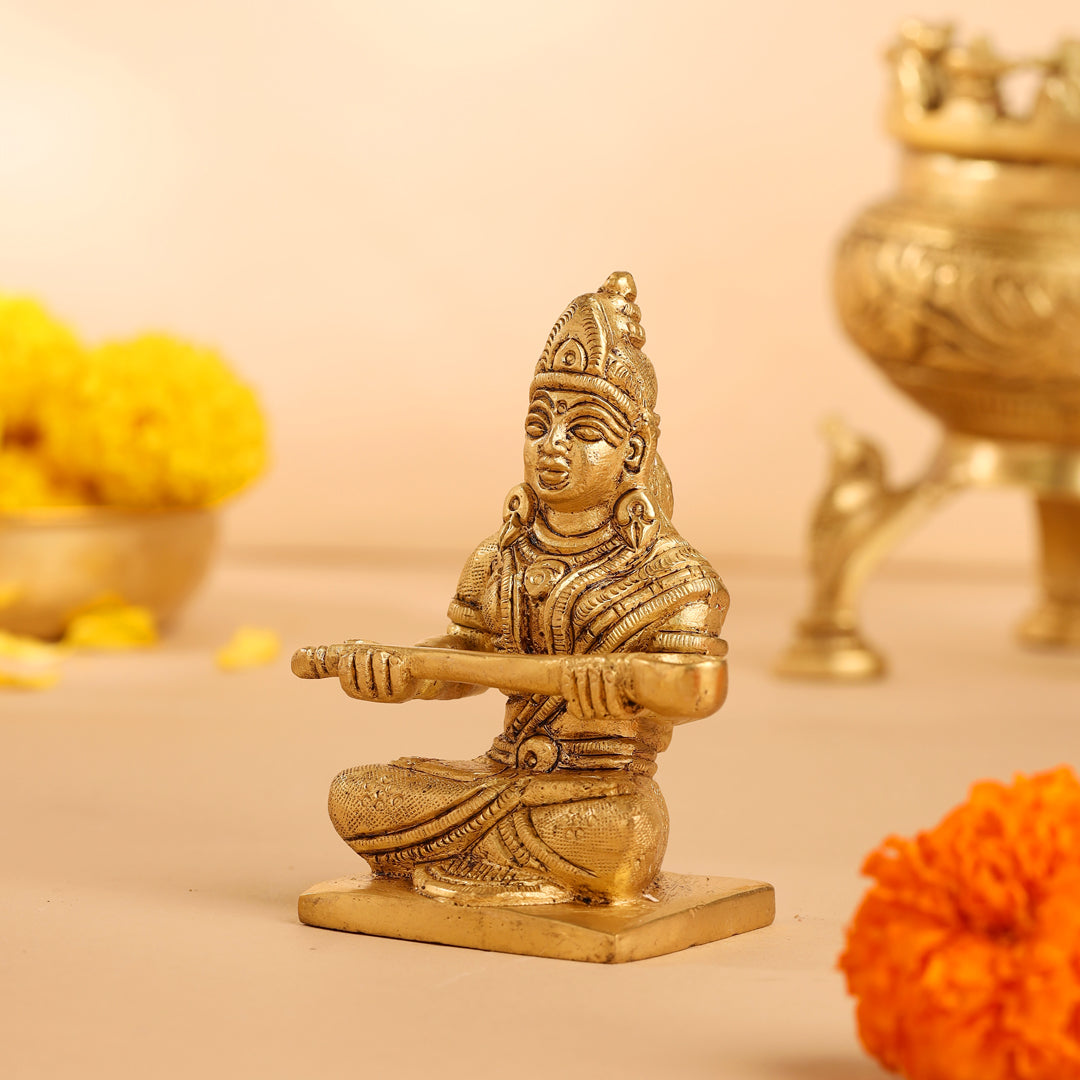 Brass Annapurna Devi Statue (4 Inch) Vedansh Craft