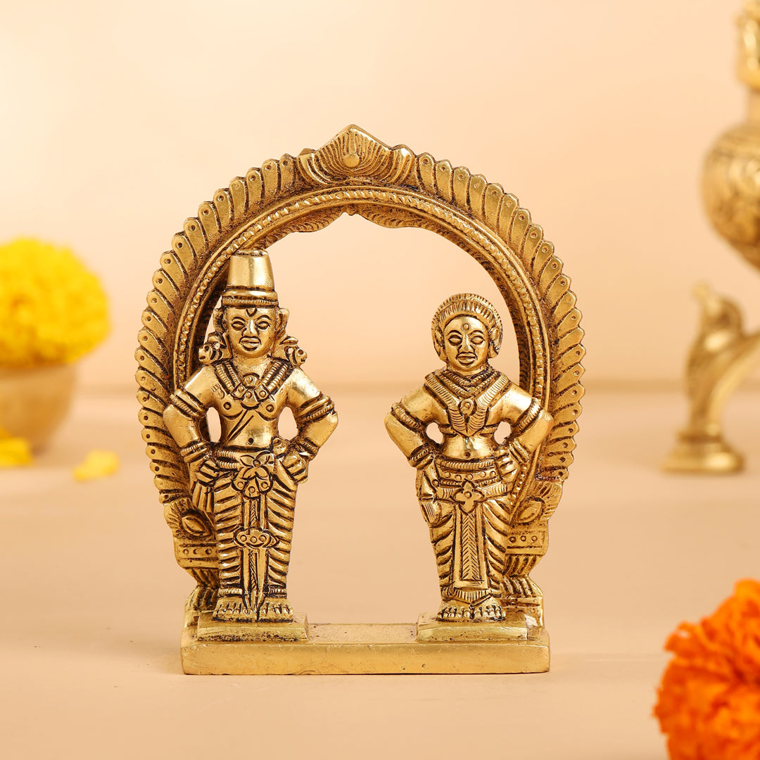 Brass Vitthal Rukmini Statue (4.5 Inch) Vedansh Craft
