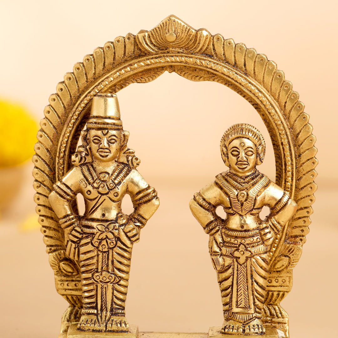 Brass Vitthal Rukmini Statue (4.5 Inch) Vedansh Craft