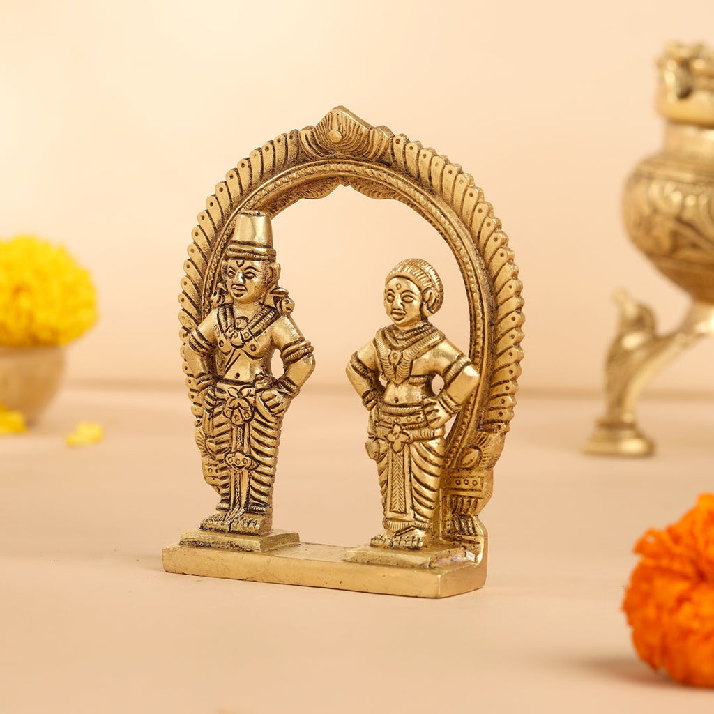 Brass Vitthal Rukmini Statue (4.5 Inch) Vedansh Craft