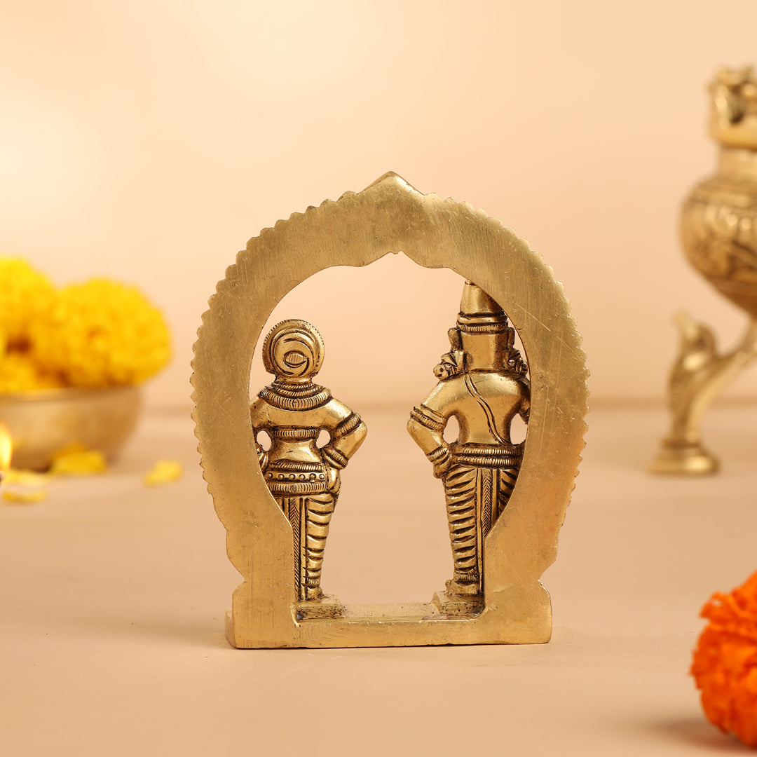 Brass Vitthal Rukmini Statue (4.5 Inch) Vedansh Craft