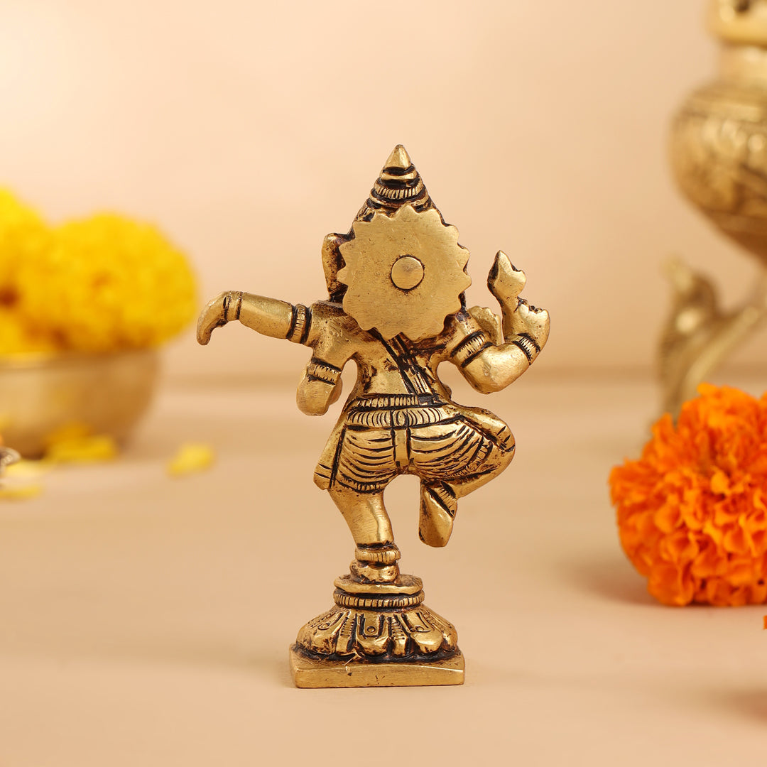Brass Dancing Ganesha Idol (4 Inch) Vedansh Craft