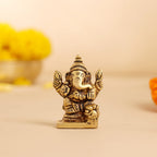 Brass Blessing Sitting Ganesha Idol (2 Inch) Vedansh Craft
