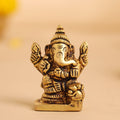 Brass Blessing Sitting Ganesha Idol (2 Inch) Vedansh Craft