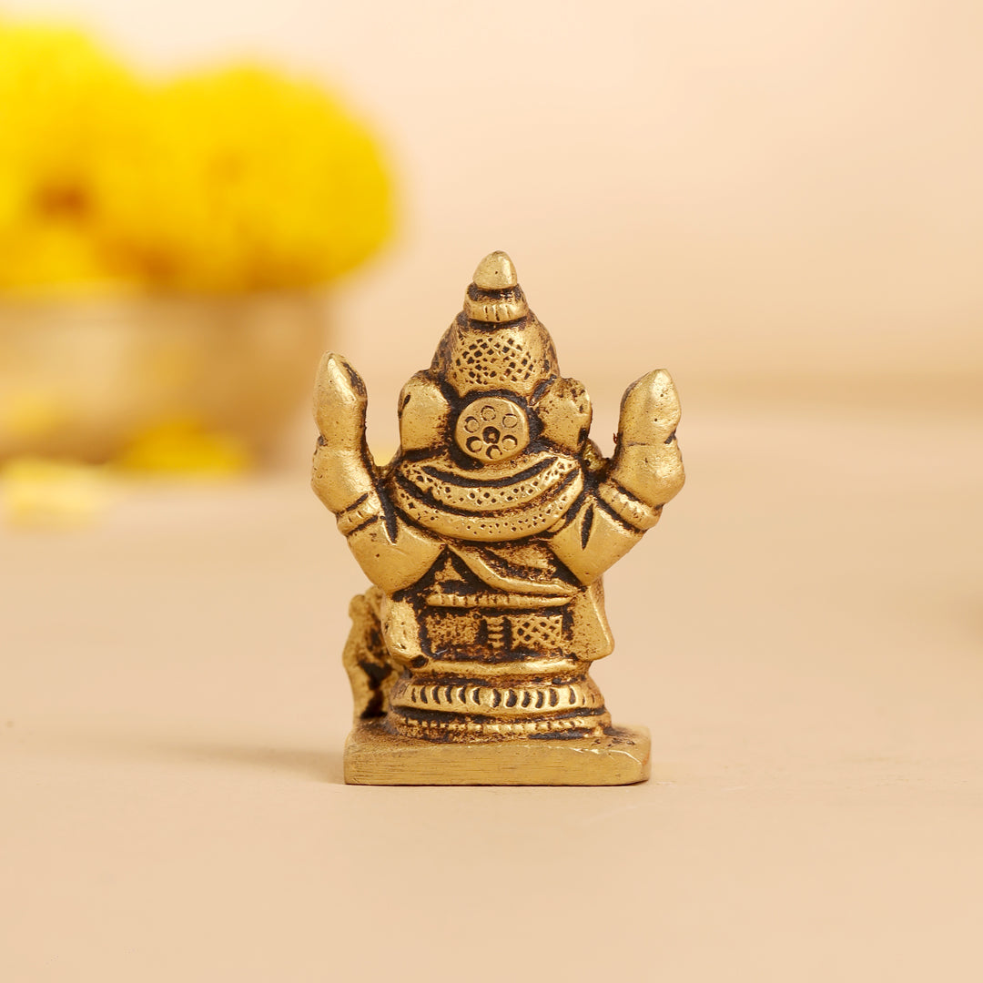 Brass Blessing Sitting Ganesha Idol (2 Inch) Vedansh Craft