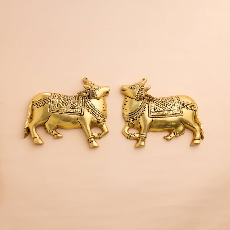 Brass Kamdhenu Cow Wall Hanging Set (7 Inch) Vedansh Craft