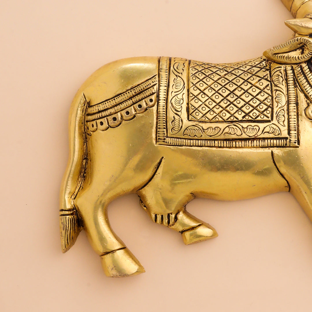 Brass Kamdhenu Cow Wall Hanging Set (7 Inch) Vedansh Craft