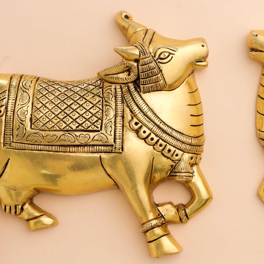 Brass Kamdhenu Cow Wall Hanging Set (7 Inch) Vedansh Craft
