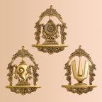 Brass Shankh Chakra Namah Wall Hanging Set (12.5 Inch) Vedansh Craft