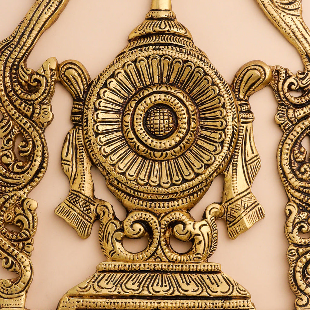 Brass Shankh Chakra Namah Wall Hanging Set (12.5 Inch) Vedansh Craft