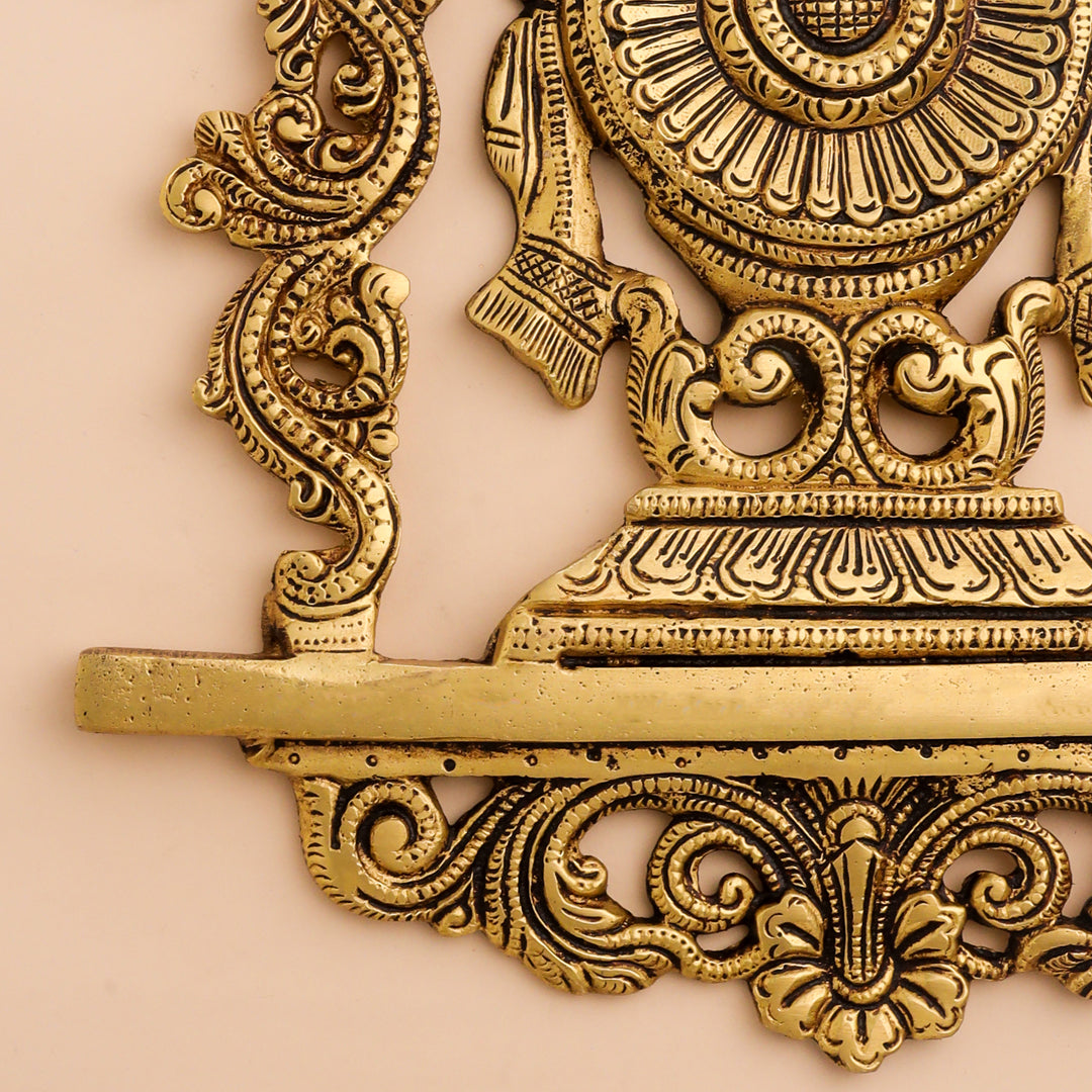 Brass Shankh Chakra Namah Wall Hanging Set (12.5 Inch) Vedansh Craft