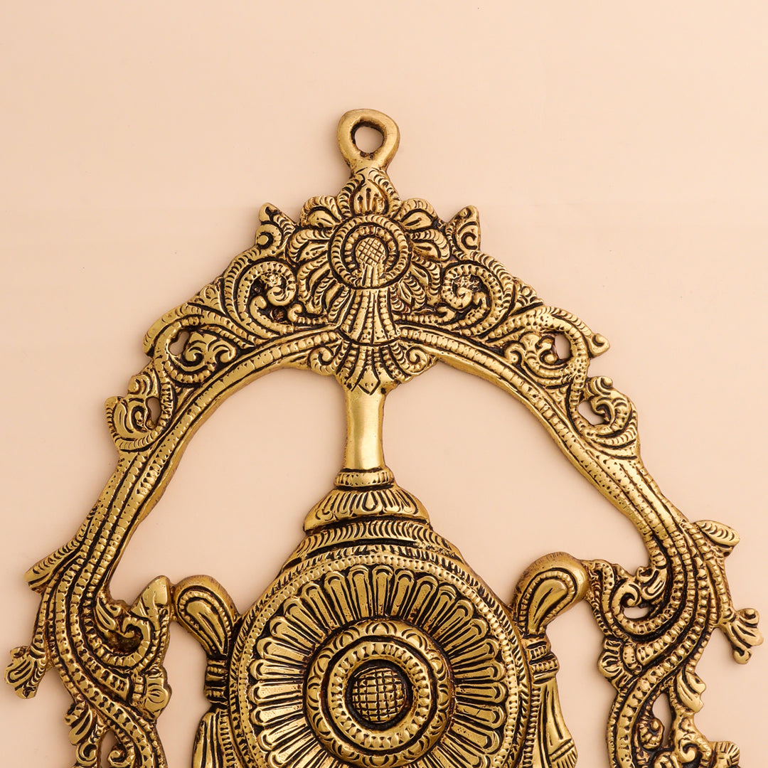 Brass Shankh Chakra Namah Wall Hanging Set (12.5 Inch) Vedansh Craft