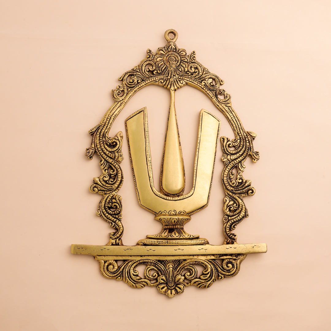 Brass Shankh Chakra Namah Wall Hanging Set (12.5 Inch) Vedansh Craft
