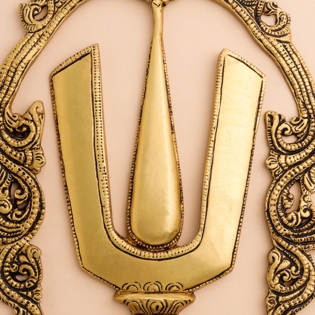 Brass Shankh Chakra Namah Wall Hanging Set (12.5 Inch) Vedansh Craft