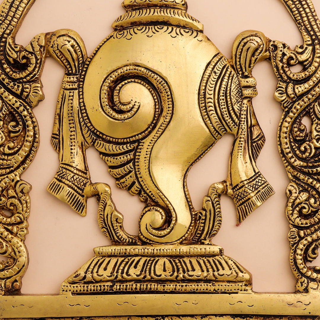 Brass Shankh Chakra Namah Wall Hanging Set (12.5 Inch) Vedansh Craft