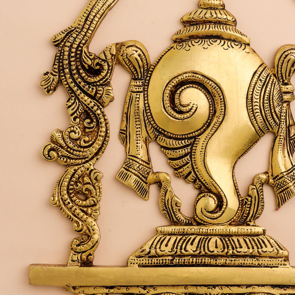 Brass Shankh Chakra Namah Wall Hanging Set (12.5 Inch) Vedansh Craft