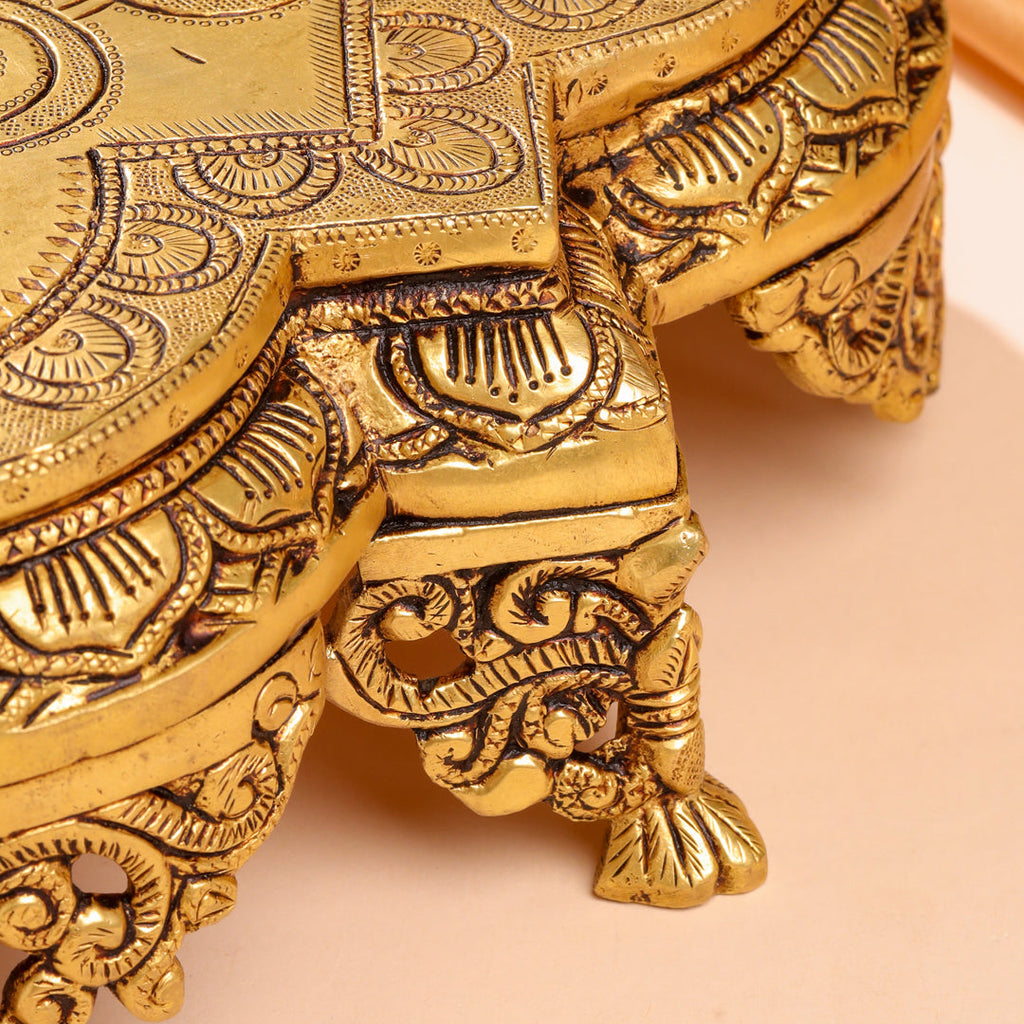 Brass Ethnic Chowki (4 Inch) Vedansh Craft