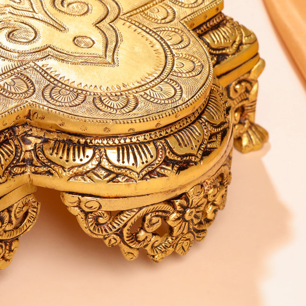 Brass Ethnic Chowki (4 Inch) Vedansh Craft