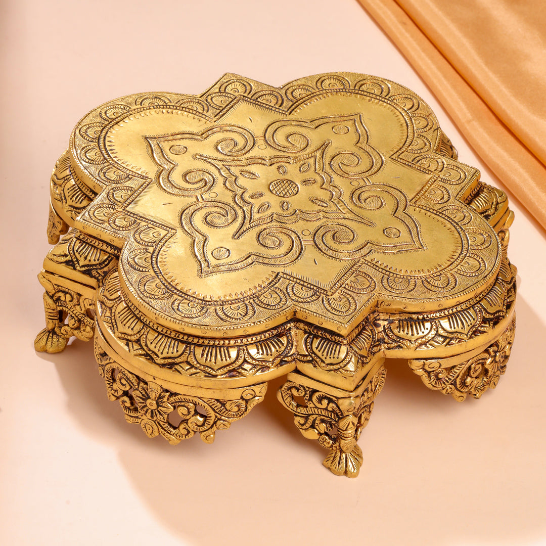 Brass Ethnic Chowki (4 Inch) Vedansh Craft