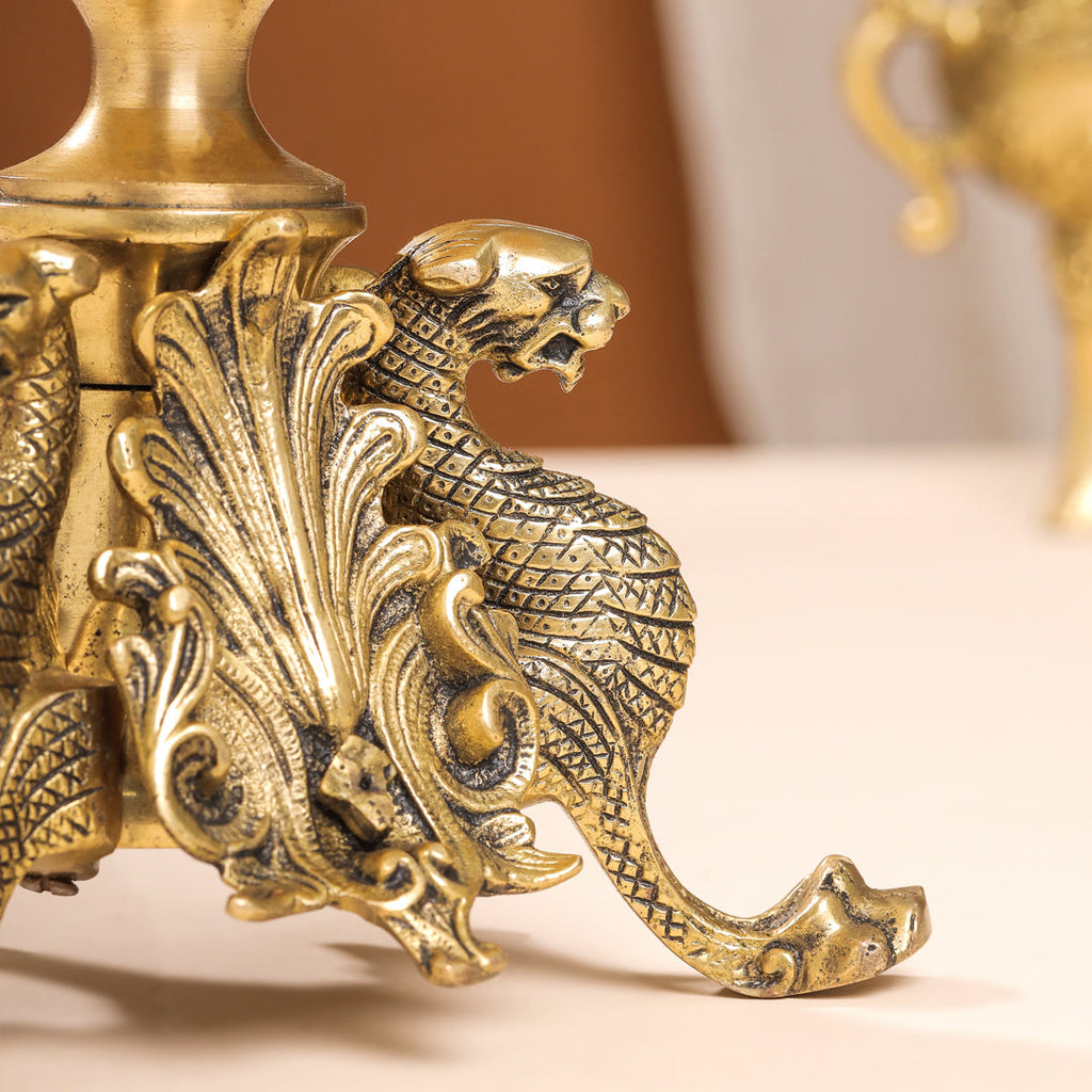 Brass Antique Candle Holder (7 Inch) Vedansh Craft