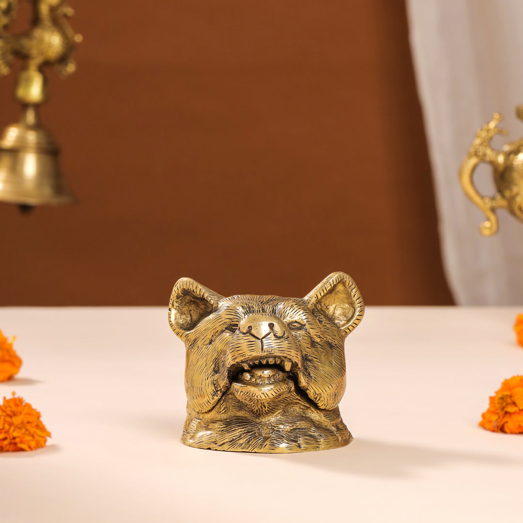 Brass Dog Inkwell/Ink Pot (3.5 Inch) Vedansh Craft