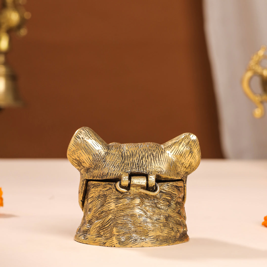 Brass Dog Inkwell/Ink Pot (3.5 Inch) Vedansh Craft