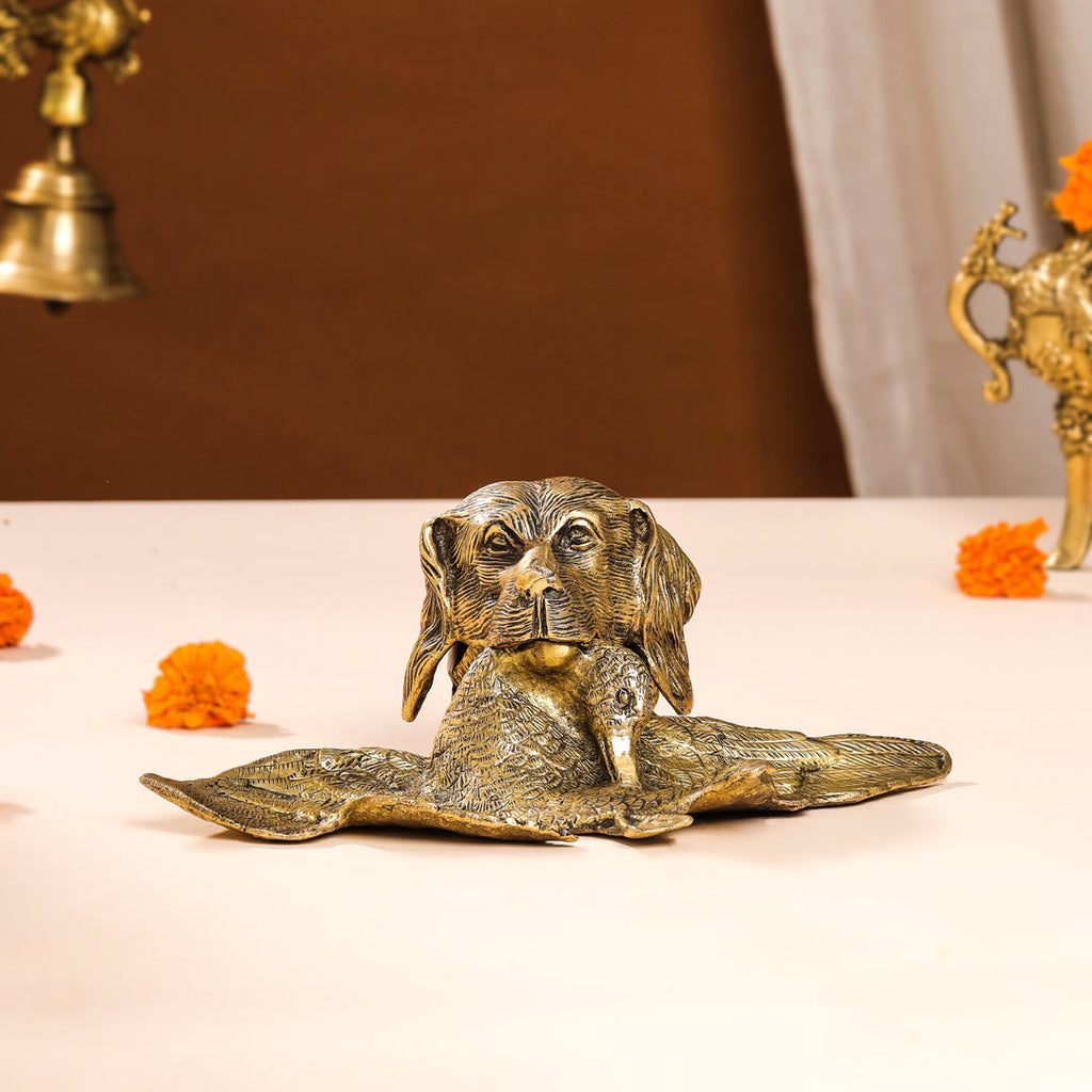 Brass Dog Inkwell/Ink Pot (4 Inch) Vedansh Craft