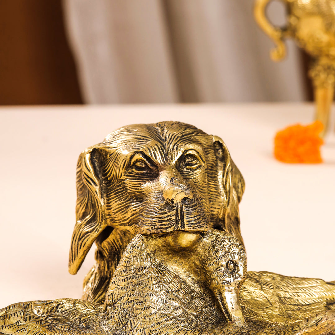 Brass Dog Inkwell/Ink Pot (4 Inch) Vedansh Craft
