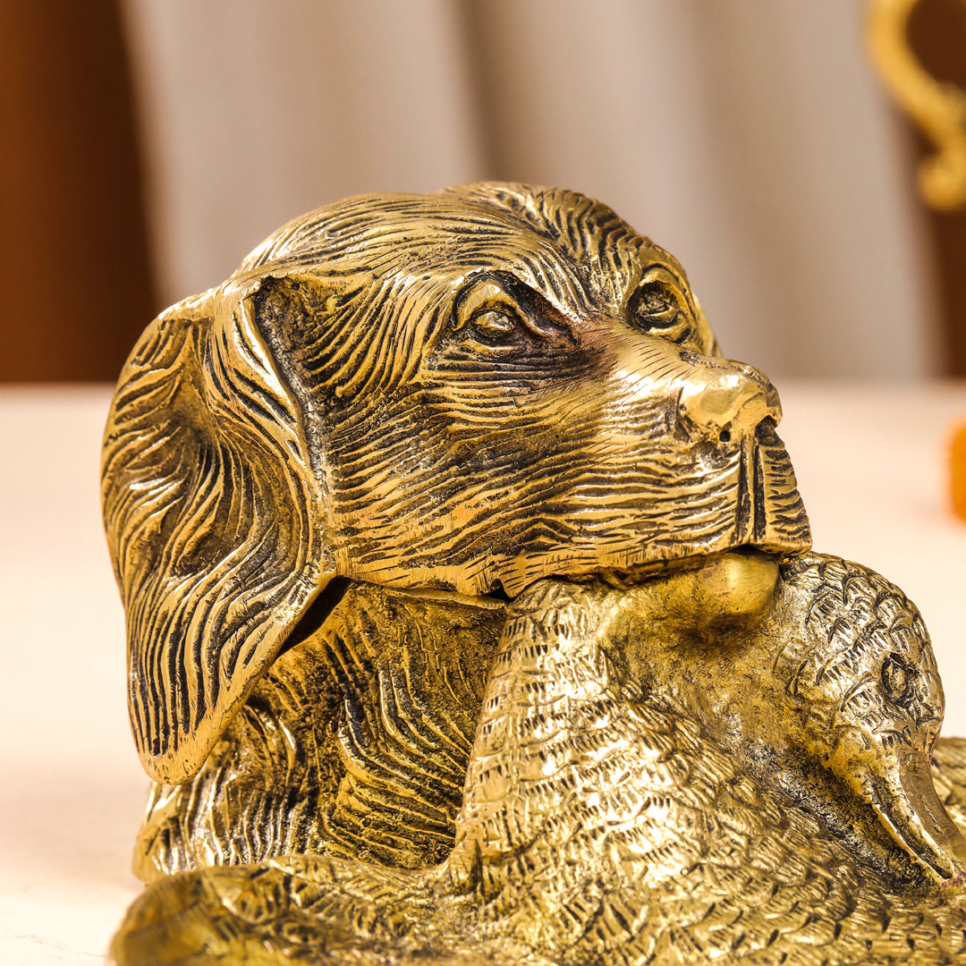 Brass Dog Inkwell/Ink Pot (4 Inch) Vedansh Craft