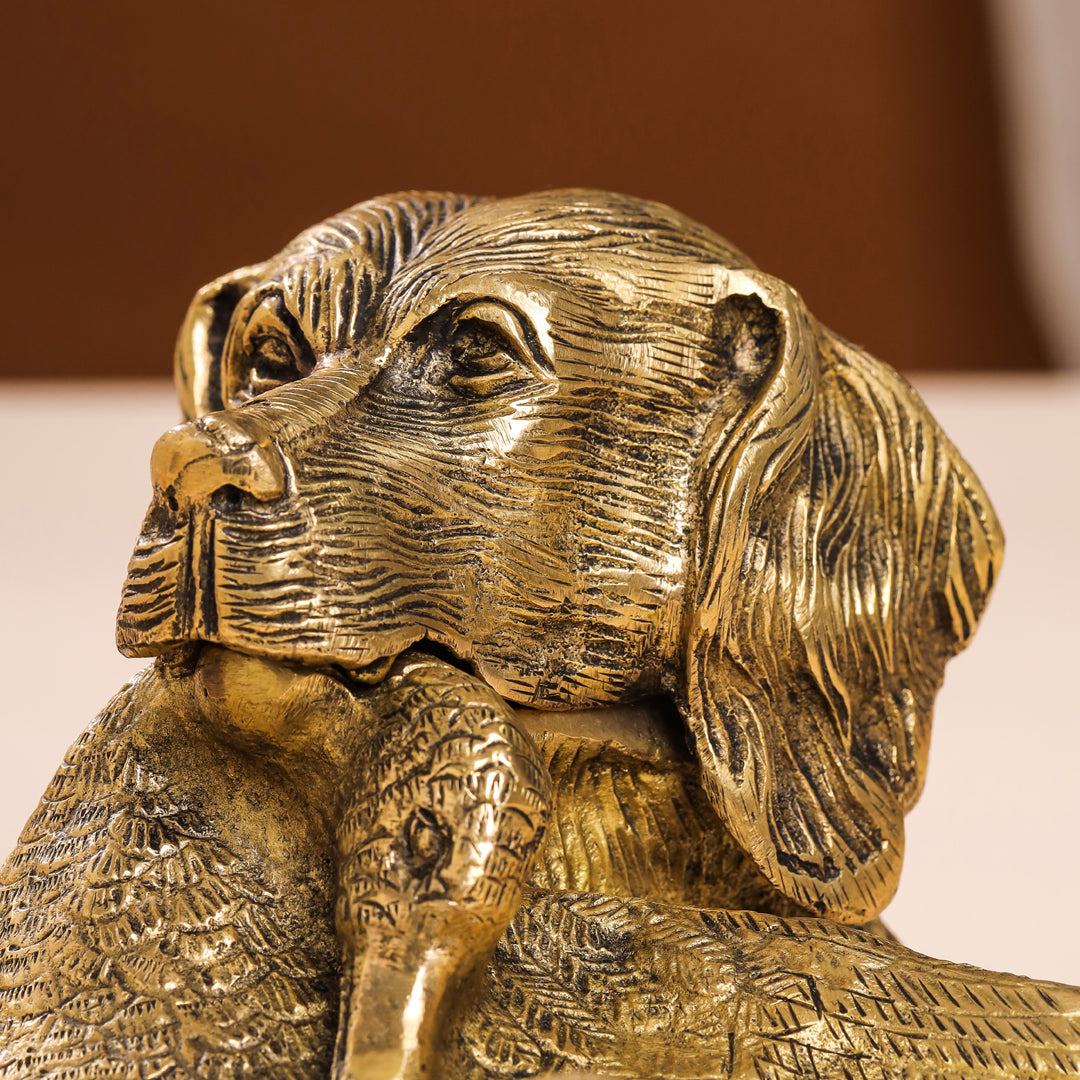 Brass Dog Inkwell/Ink Pot (4 Inch) Vedansh Craft