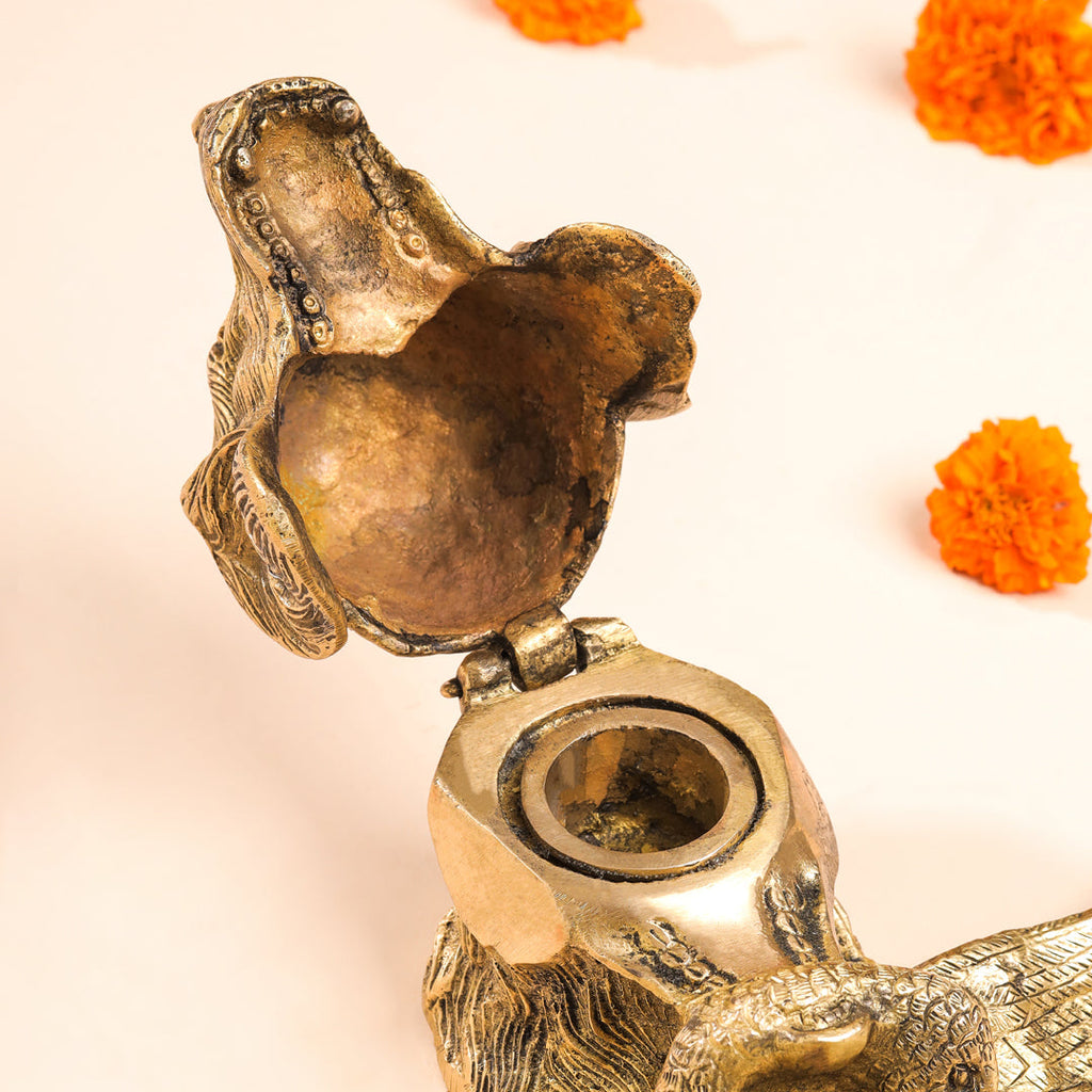 Brass Dog Inkwell/Ink Pot (4 Inch) Vedansh Craft